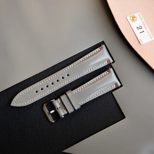 Shinki Hikaku Shell Cordovan Leather Strap, Gray Watch Strap, Vintage Watch Strap, 26mm 24mm 23mm 22mm 21mm 20mm 19mm 18mm 17mm 16mm
