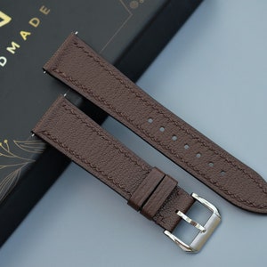 Chocolate Alran Chevre Leather Watch Strap: Handmade 12mm-26mm