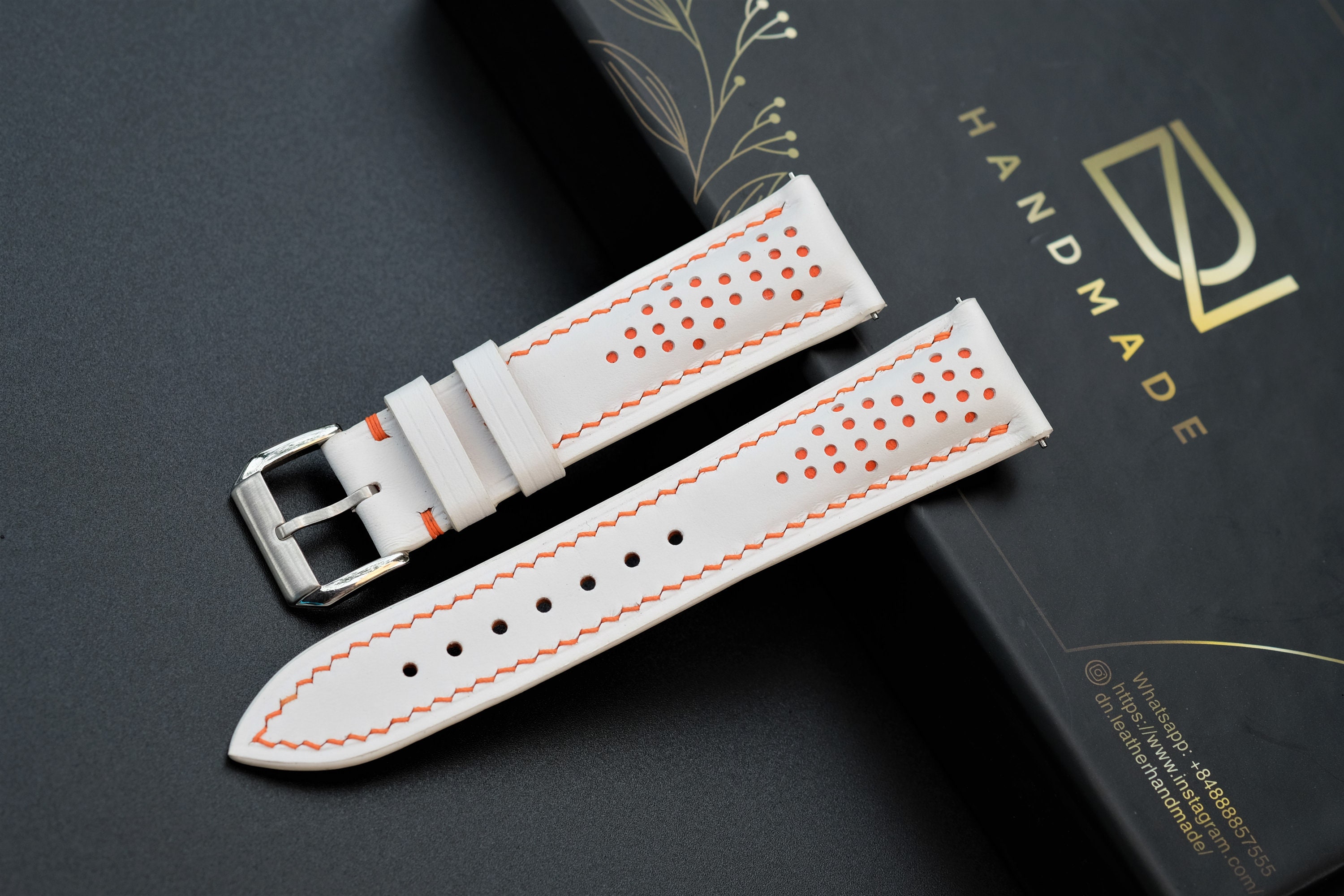 Crono Rally Strap White Leather Rally Watch Strap: Handmade Custom Band - Etsy