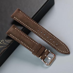 Chocolate Suede Leather Watch Strap, Custom Watch Strap 26mm 24mm 23mm 22mm 21mm 20mm 19mm 18mm 17mm 16mm 15mm 14mm 13mm 12mm