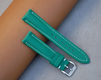 Green Leather Watch Strap: Handmade Custom Sizes