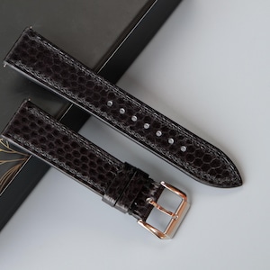 Black Snakeskin Leather Watch Strap, Custom Watch Strap, 26mm 24mm 23mm 22mm 21mm 20mm 19mm 18mm 17mm 16mm 14mm 12mm