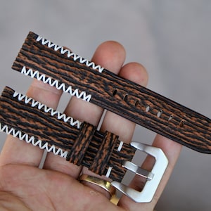 Brown Shark Leather Watch Strap - Handmade Custom Size