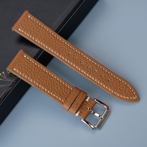 Gold TOGO Calf Leather Watch Strap, Custom Watch Strap, 26mm 24mm 23mm 22mm 21mm 20mm 19mm 18mm 17mm 16mm 14mm 12mm