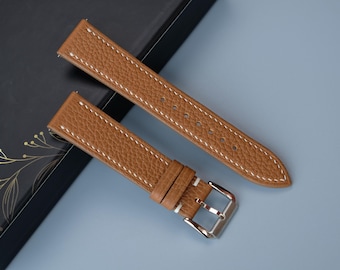 Handmade Gold Togo Leather Watch Strap - Custom Sizes