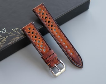 Light Brown Vegetable-Tanned Leather Strap - Custom Sizes From 26mm to 16mm