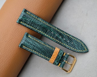 Handmade Green Ostrich Foot Leather Watch Band (14mm-26mm)