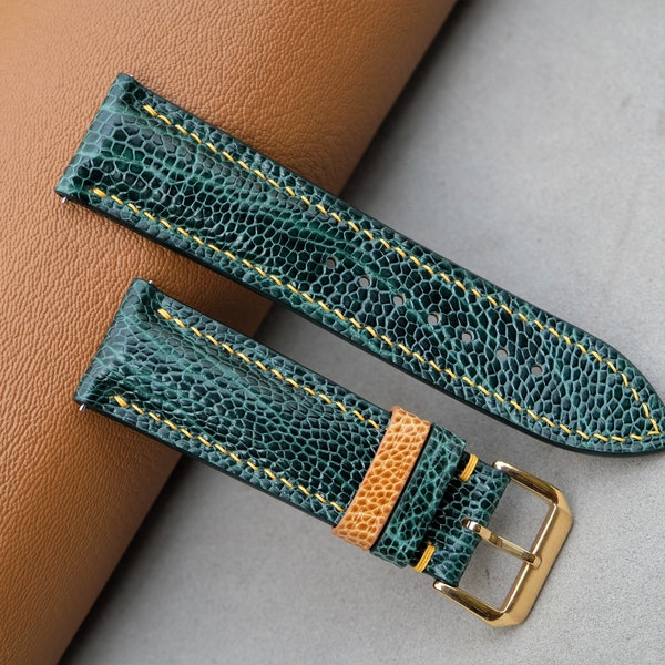 Ostrich foot leather watch band, green watch band, 14mm 16mm 18mm 19mm 20mm 21mm 22mm 23mm 24mm 26mm