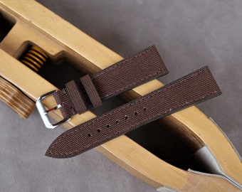 Handmade Chocolate Brown Canvas Watch Band: Custom Size