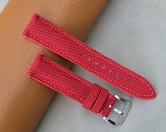 Handgefertigtes Rotes Leder Uhrenarmband: Sondergrößen wählbar