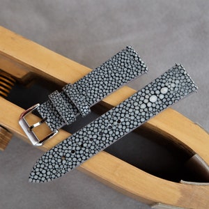 Stingray Watch Strap, Gray Watch Strap, Handmade Watch Strap, Custom Watch Strap, Vintage Watch Strap. 26mm 24mm 23mm 22mm 21mm 20mm 19mm...