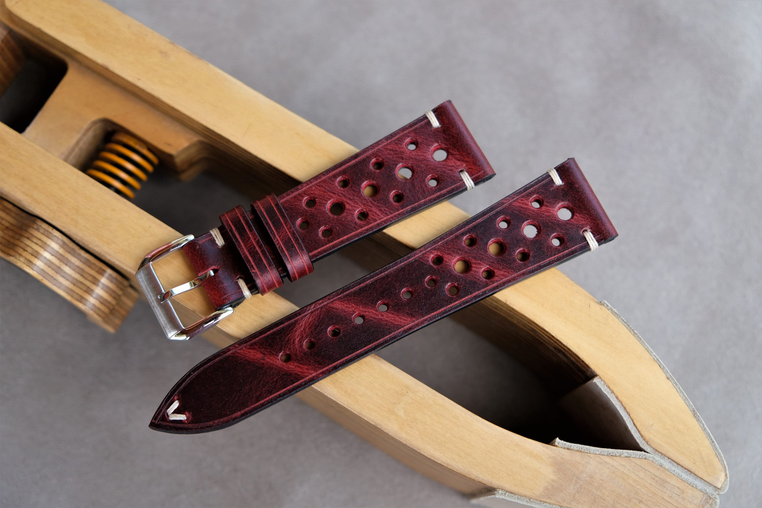 burgundy calfskin leather watch band, vintage watch strap, handmade watch strap, custom watch strap, 26mm 24mm 23mm 22mm 21mm 20mm 19mm.....