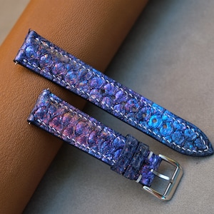 Carp Leather Watch Strap: Handmade Custom Band (26mm-14mm)