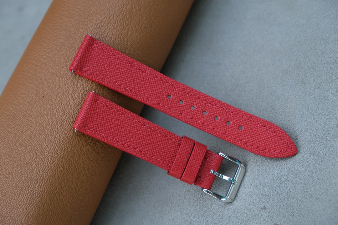 Saffiano Watch Strap, Red Watch Strap, Vintage Watch Strap, Custom Watch Strap, 26mm 24mm 23mm ...