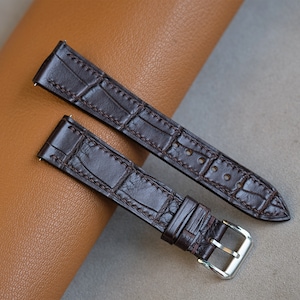 Handmade Chocolate Alligator Leather Watch Strap: Custom Sizes