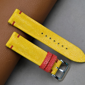 Stingray Watch Strap, Yellow Watch Strap, Custom Watch Strap, Handmade Watch Strap, 26mm 24mm 23mm 22mm 21mm 29mm 18mm 17mm 16mm