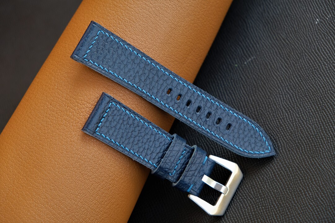 BRACELET DE MONTRE NOIR VINTAGE CUIR VERITABLE 12mm FABRICATION FRANCAISE