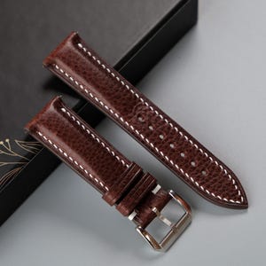 Handmade Brown Leather Watch Strap: Custom Sizes