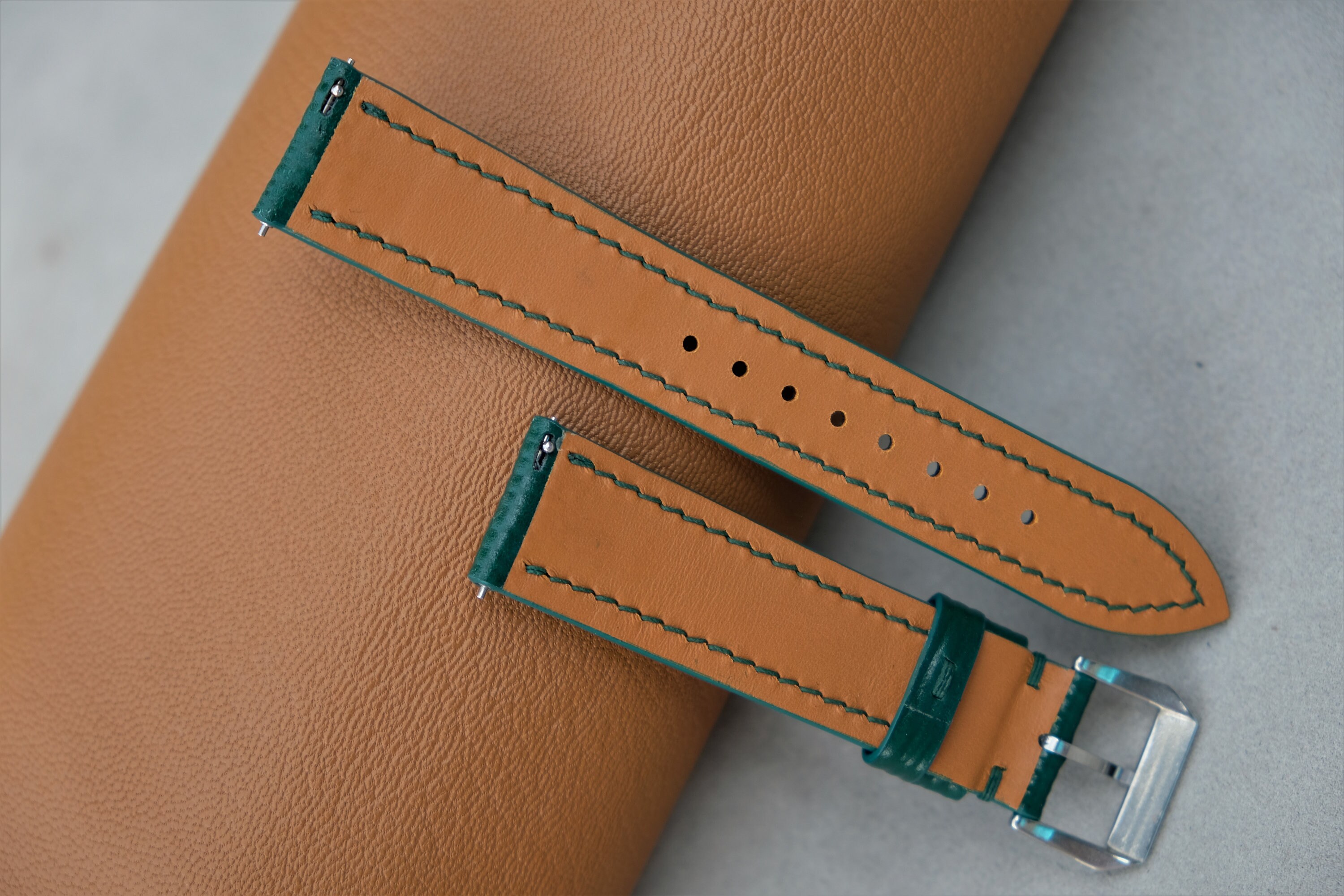 DNleatherhandmade EPI Leather Watch Band Green, Custom Watch Band, Bespoke Watch Band, Handmade Watch Band, 26mm 25mm 24mm 23mm 22mm 21mm20mm 19mm 18mm 17mm
