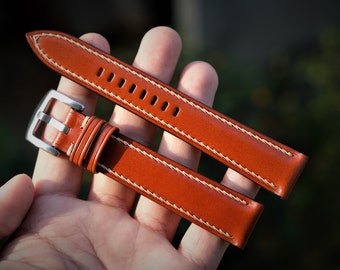 Sur mesure: bracelet en cuir de montre vachetta 100% fini à la main, la taille peut être personnalisée