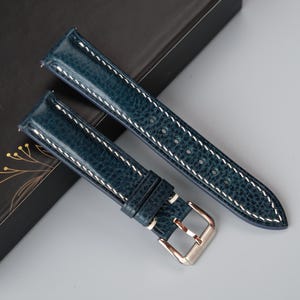 MBOX LUX Leather Watch Strap, Prussian Blue Watch Strap, Custom Watch Strap, 26mm 24mm 23mm 22mm 21mm 20mm 19mm 18mm 17mm 16mm 15mm 14mm12mm