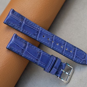Blue Watch Strap, Handmade Watch Strap, Custom Watch Strap, Vintage Watch Strap, 26mm 24mm 23mm 22mm 21mm 20mm 19mm 18mm 17mm 16mm 14mm