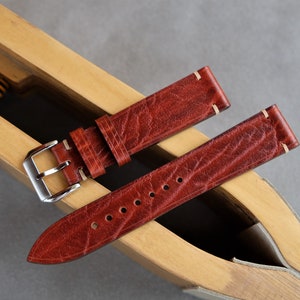 Handmade Brown Leather Watch Band: Custom Sizes Available