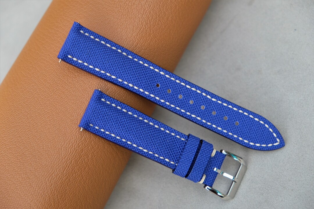 Fabric Watch Strap, Blue Watch Strap, Custom Watch Strap, Vintage Watch