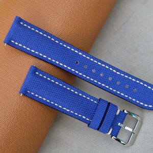 Handmade Blue Canvas Watch Strap: Custom Sizes Available