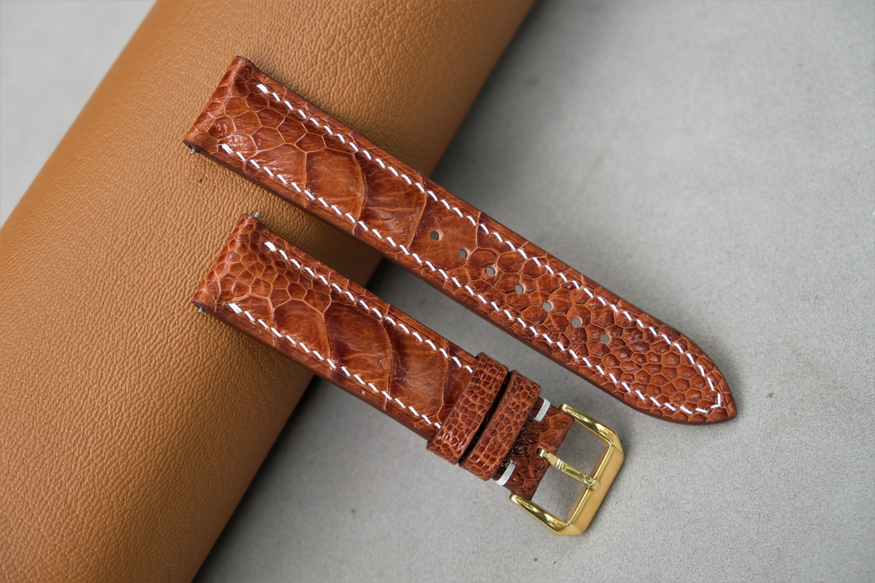 Pin & Buckle  Epsom Leather Apple Watch Band - Royal Orange