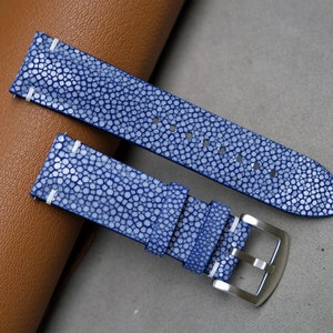Handmade Blue Stingray Leather Watch Strap: Custom Sizes