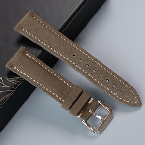 Mouse Hair Color Suede Leather Watch Strap, Custom Watch Strap, 26mm 25mm 24mm 23mm 22mm 21mm 20mm 19mm 18mm 17mm 16mm 15mm 14mm 12mm