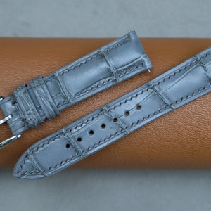 Gray Alligator Leather Watch Band, Custom Watch Band, Vintage Watch Band, Handmade Watch Band, 26mm 24mm 23mm 22mm 21mm 20mm 19mm 18mm 17mm image 4