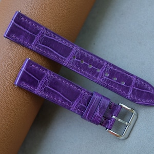 Purple Alligator Leather Watch Strap: Handmade Custom Band
