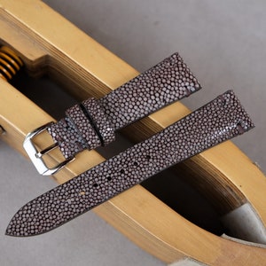 Stingray leather watch band, Brown stingray leather watch band 12mm 14mm 16mm 18mm 19mm 20mm 21mm 22mm 23mm 24mm 26mm