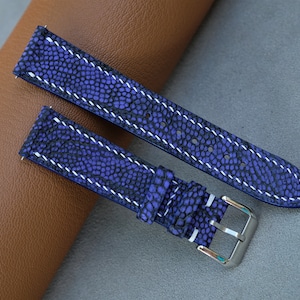 Blue Nubuck Ostrich Watch Strap, Handmade Watch Strap, Custom Watch Strap, 26mm 24mm 23mm 22mm 21mm 20mm 19mm 18mm 17mm 16mm 14mm