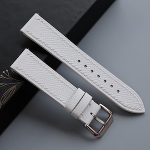 White Epsom Leather Watch Strap: Custom Handmade Band