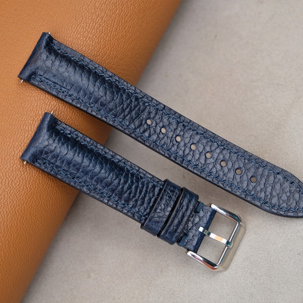 Dollaro leather watch strap, dark blue watch strap, vintage watch strap, handmade watch strap, 26mm 24mm 23mm 22mm 21mm 20mm 19mm 18mm 17mm