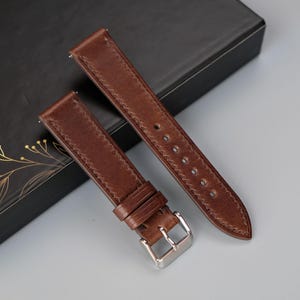Handmade Brown Italian Leather Watch Strap - Custom Sizes From 26mm  to 10mm