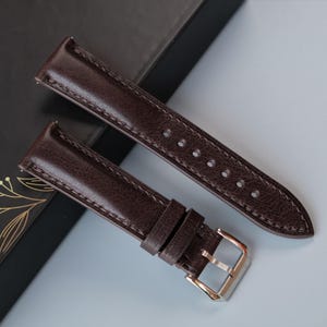 Chocolate Vachetta Calf Leather Watch Strap: Handmade Custom Band