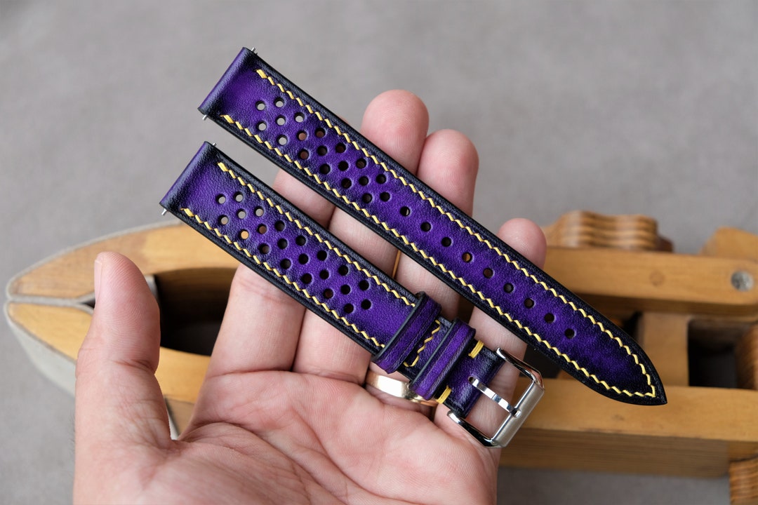 Rally Watch Band, Vintage Watch Band, Purple Watch Band, Handmade Watch