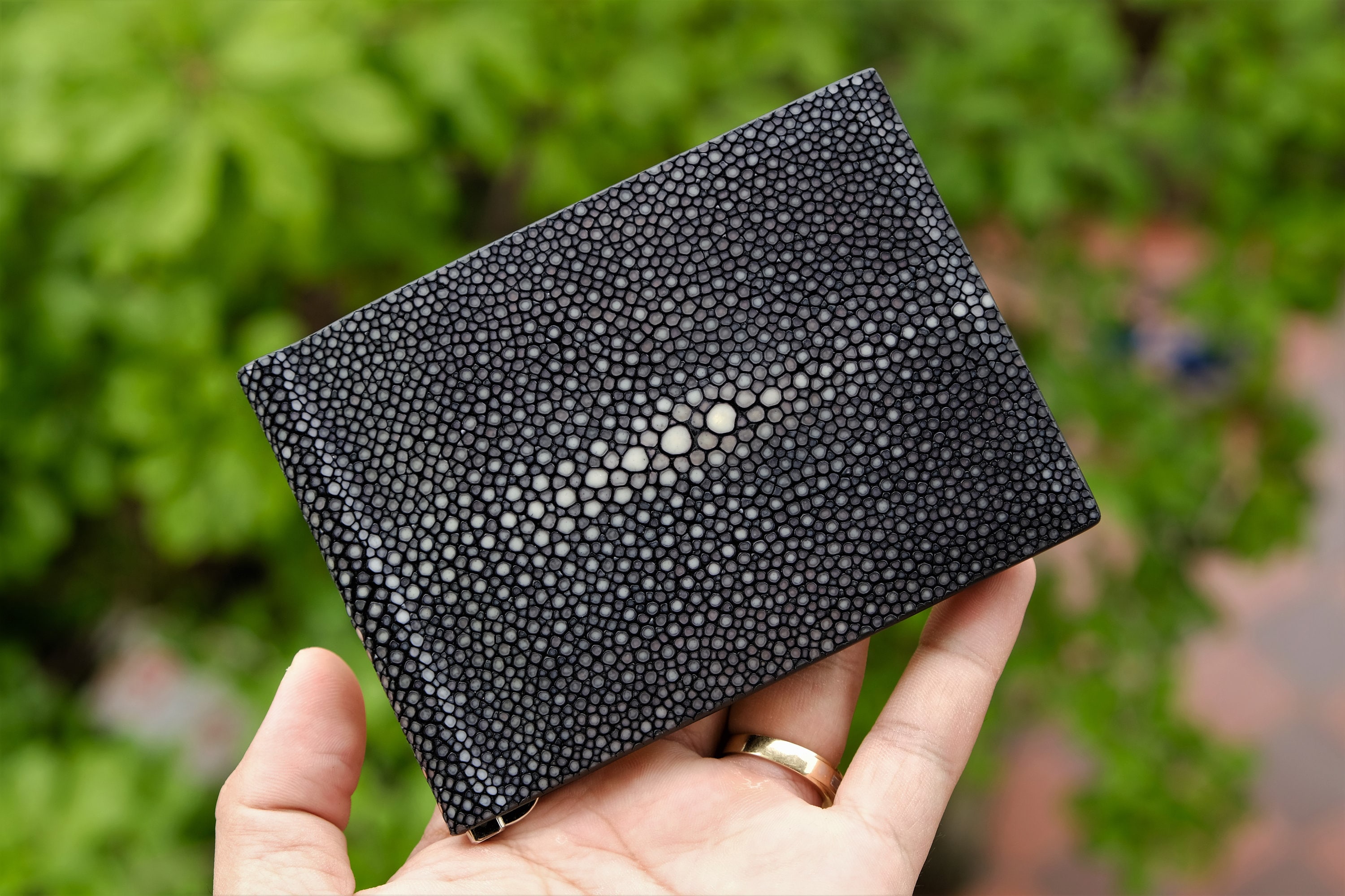 Unisex Authentic Real True Stingray Skin Women Men Long Bifold Wallet  Female Male Clutch Purse Genuine Leather Large Card Holder