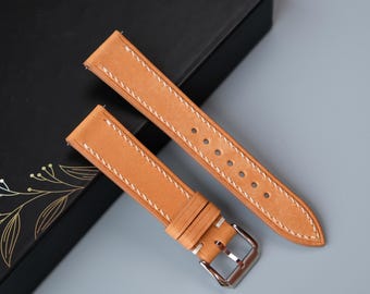 Caramel Leather Watch Strap: Custom Handmade Band
