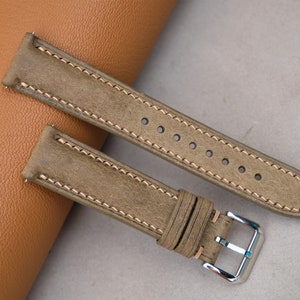 Handmade Pueblo Leather Watch Strap: Gray Vintage Style