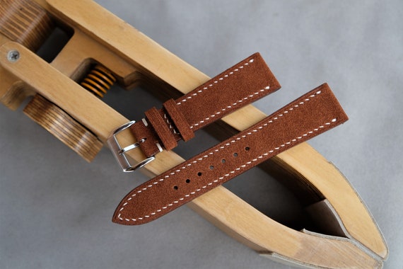 Handmade Brown Suede Watch Strap: Custom Vintage Watch Band