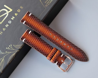 Veg Tan Leather Watch Strap: Handmade Light Brown Vintage Style
