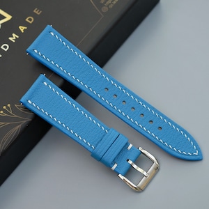 Alran Chevre Leather Watch Strap, Light Blue Watch Strap, Custom Watch Strap, 26mm 24mm 23mm 22mm 21mm 20mm 19mm 18mm 17mm 16mm 15mm 14mm