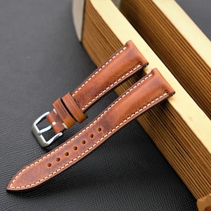 Handmade in England Badalassi Carlo 18/20/22/24mm Full Grain Italian Brown  Leather Watch Strap Band 