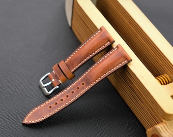 Badalassi Waxy Leather Watch Band, Cognac Watch Band, Vintage Watch Band, Custom Watch Band, 26mm 24mm 23mm 22mm 21mm 20mm 19mm 18mm 17mm 16