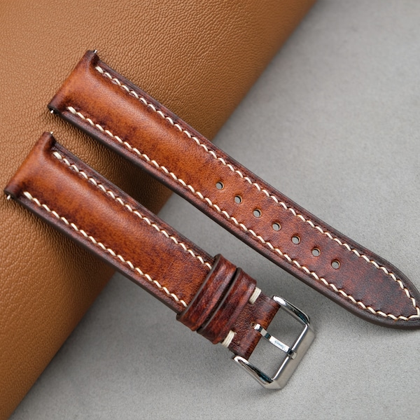 VegTan Leather Watch Band, Custom Watch Band, Handmade Watch Band, Vintage Watch Band, 26mm 24mm 23mm 22mm 21mm 20mm 19mm 18mm 17mm 16mm